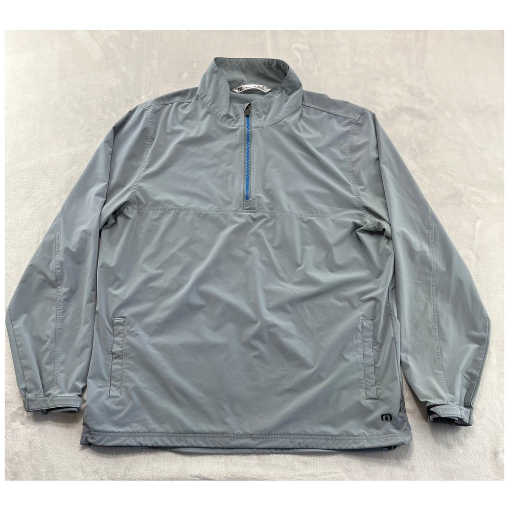 Travis Mathew 1/4 Zip Golf Jacket Men XL Grey Stretch Lightweight Windbreaker